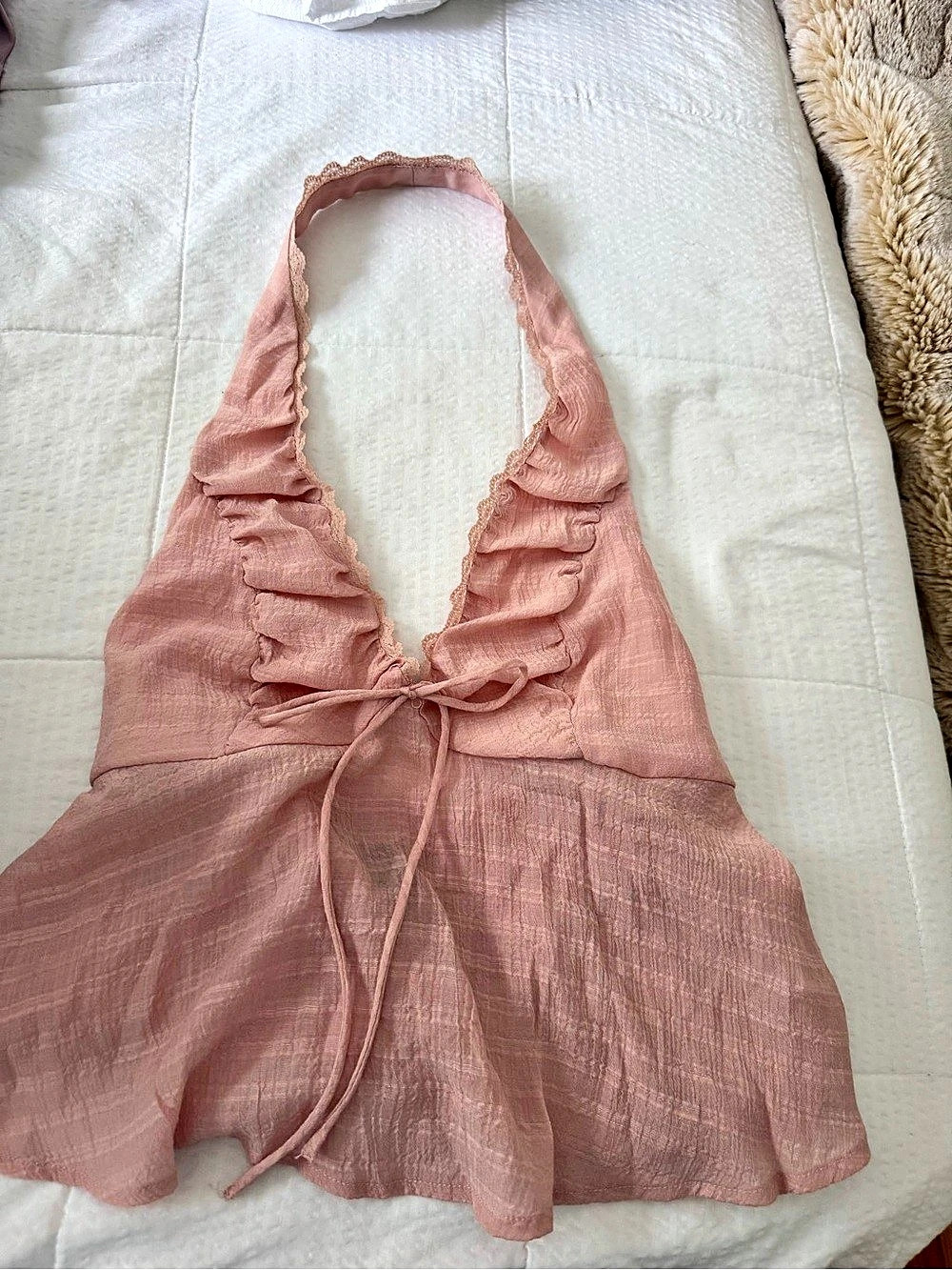 Beverly by Beck Pink Ruffle Halter Top Like New